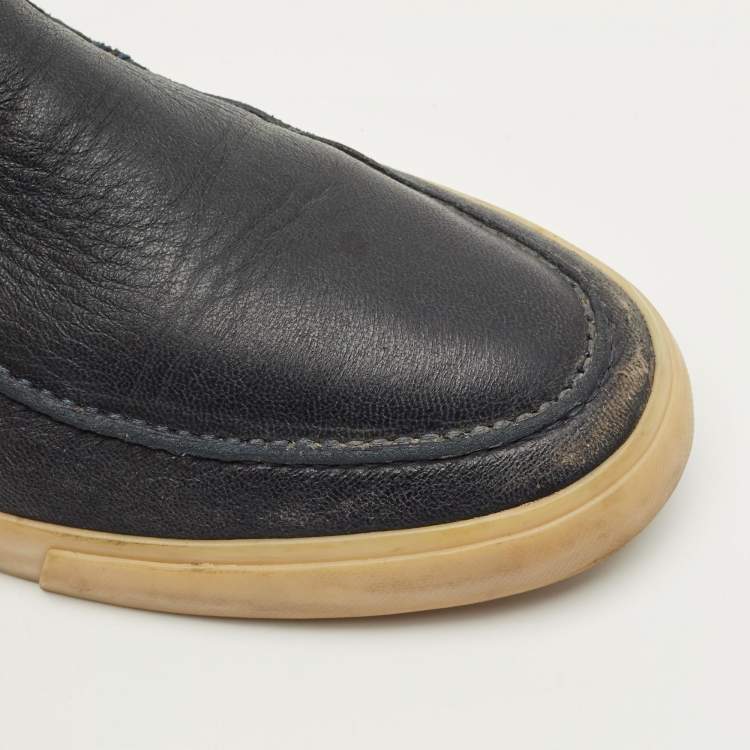 Pre Owned Loro Piana Open Walk Size 45 Navy Blue Leather Loafers