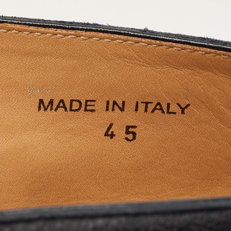 Pre Owned Loro Piana Open Walk Size 45 Navy Blue Leather Loafers