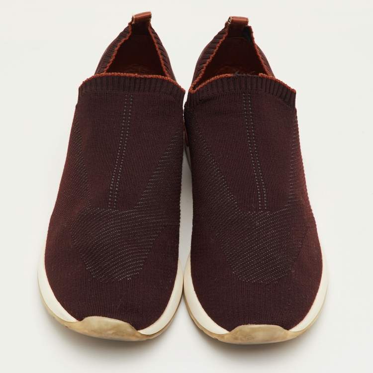 Pre Owned Loro Piana 360 LP Flexy Walk Size 46 Dark Brown Knit Fabric Slip On Sneakers