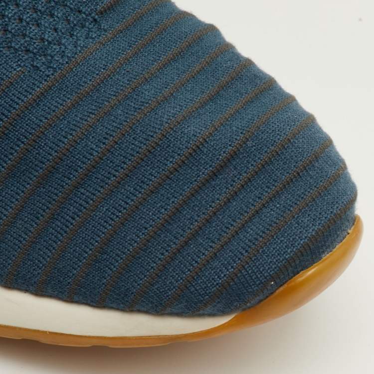 Pre Owned Loro Piana 360 LP Flexy Walk Size 46 Blue Knit Fabric Slip On Sneakers