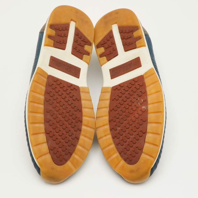 Pre Owned Loro Piana 360 LP Flexy Walk Size 46 Blue Knit Fabric Slip On Sneakers