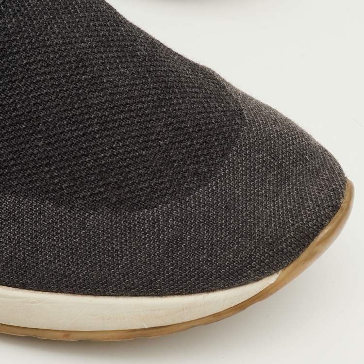 مملوكة مسبقًا Loro Piana 360 LP Flexy Walk Size 46 Dark Grey Knit Fabric Low Top Sneakers