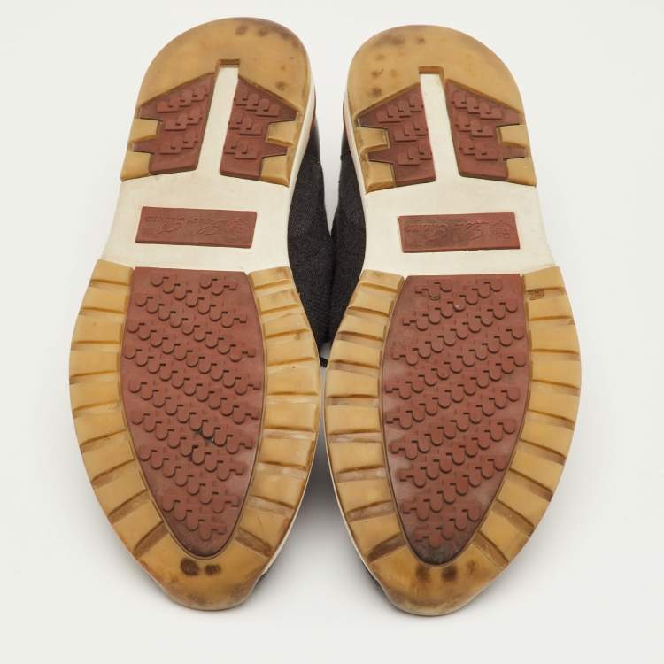 مملوكة مسبقًا Loro Piana 360 LP Flexy Walk Size 46 Dark Grey Knit Fabric Low Top Sneakers