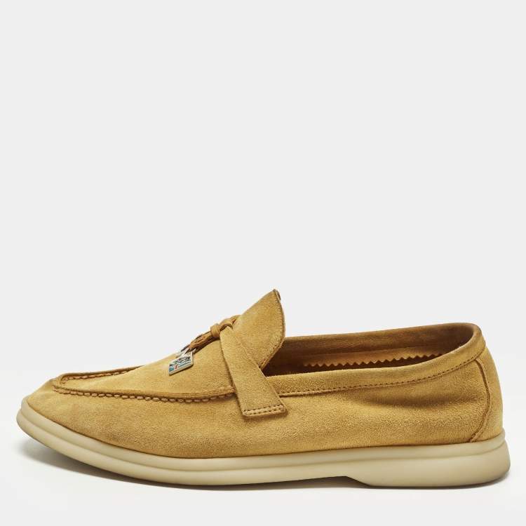 Pre Owned Loro Piana Summer Charms Walk Size 36.5 Brown Suede Loafers