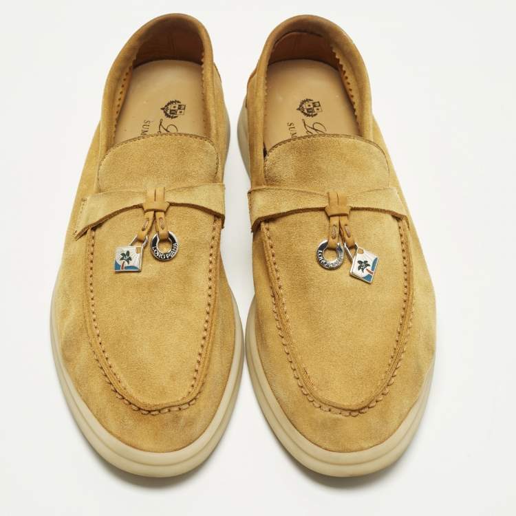 Pre Owned Loro Piana Summer Charms Walk Size 36.5 Brown Suede Loafers