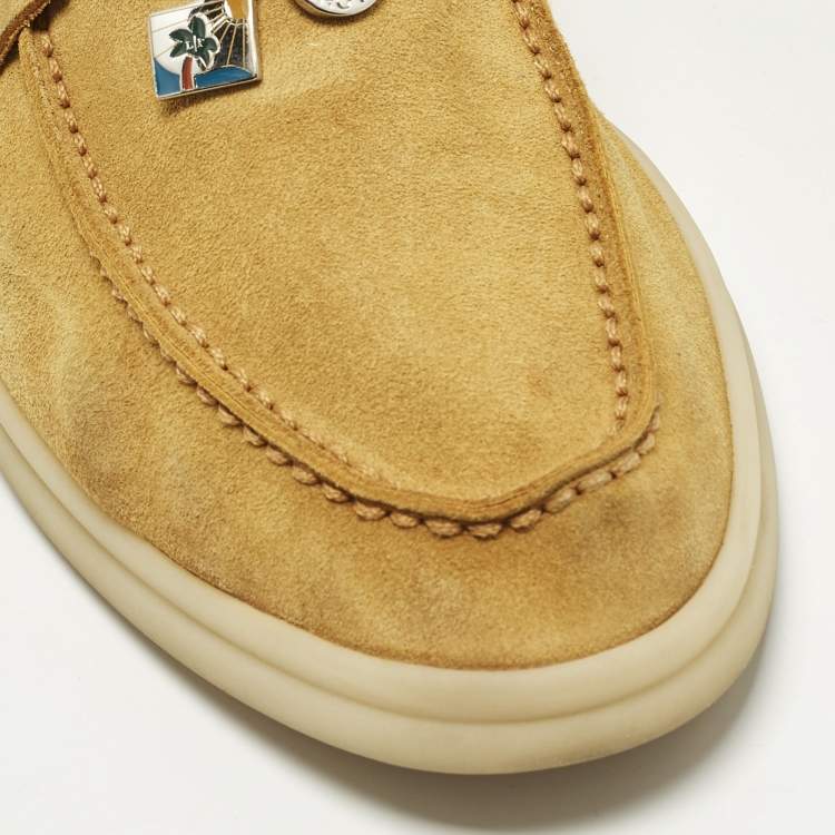 Pre Owned Loro Piana Summer Charms Walk Size 36.5 Brown Suede Loafers