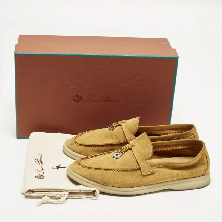 Pre Owned Loro Piana Summer Charms Walk Size 36.5 Brown Suede Loafers