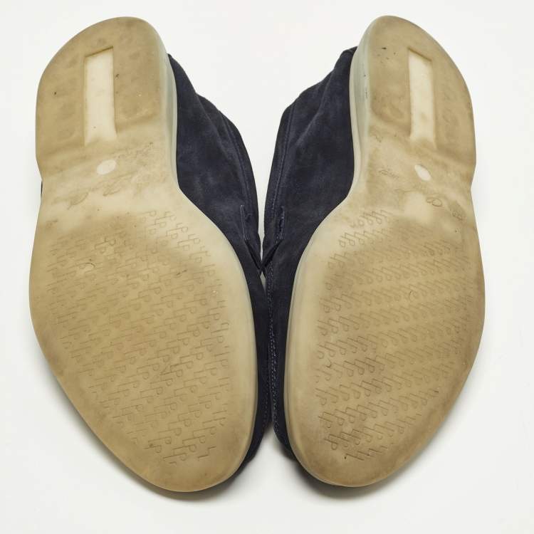 Pre Owned Loro Piana Summer Charms Walk Size 39 Navy Blue Suede Loafers