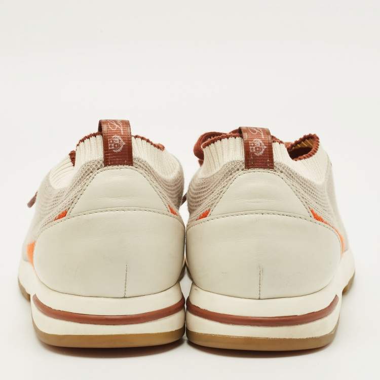 Pre Owned Loro Piana 360 LP Flexy Walk Size 43 Multicolor Knit Fabric and Leather Lace Up Sneakers