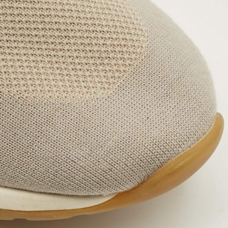 Pre Owned Loro Piana 360 LP Flexy Walk Size 43 Multicolor Knit Fabric and Leather Lace Up Sneakers