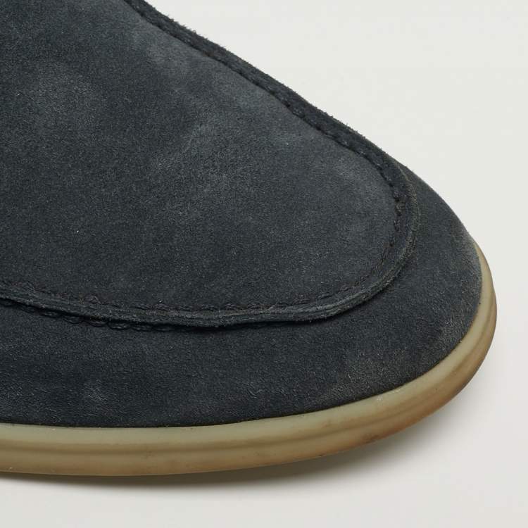 Pre Owned Loro Piana Open Walk Size 43 Navy Blue Suede Boots