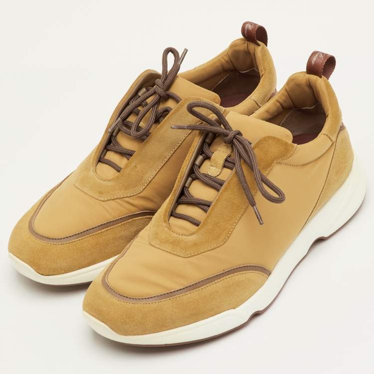 Pre Owned Loro Piana Modular Walk Size 42 Yellow Suede and Fabric Low Top Sneakers