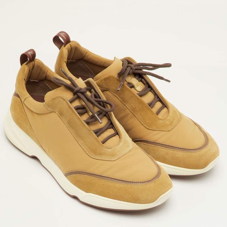 Pre Owned Loro Piana Modular Walk Size 42 Yellow Suede and Fabric Low Top Sneakers