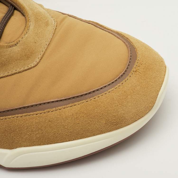 Pre Owned Loro Piana Modular Walk Size 42 Yellow Suede and Fabric Low Top Sneakers