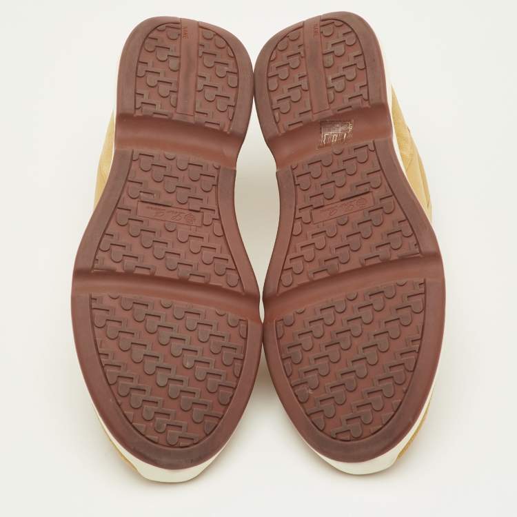 Pre Owned Loro Piana Modular Walk Size 42 Yellow Suede and Fabric Low Top Sneakers