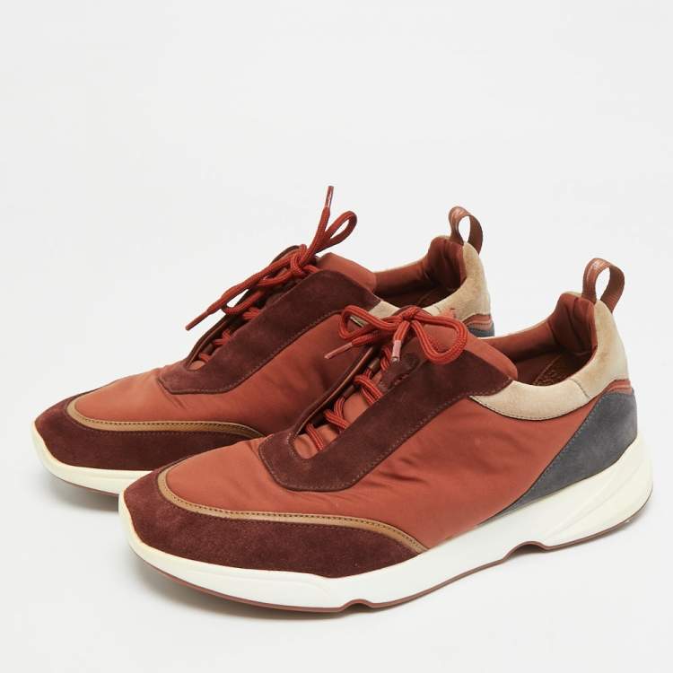 Pre Owned Loro Piana Modular Walk Colorama Size 42 Multicolor Suede and Nylon Low Top Sneakers