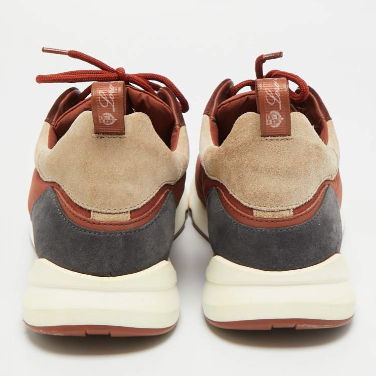 Pre Owned Loro Piana Modular Walk Colorama Size 42 Multicolor Suede and Nylon Low Top Sneakers