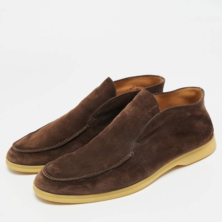 Pre Owned Loro Piana Open Walk Size 44 Dark Brown Suede Ankle Length Boots