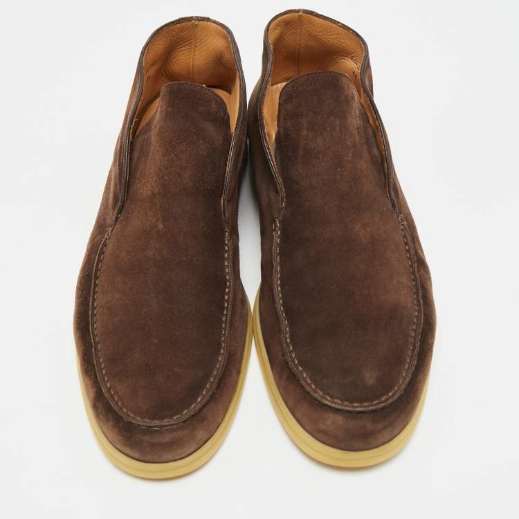 Pre Owned Loro Piana Open Walk Size 44 Dark Brown Suede Ankle Length Boots