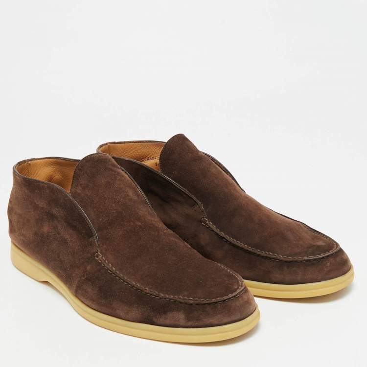 Pre Owned Loro Piana Open Walk Size 44 Dark Brown Suede Ankle Length Boots