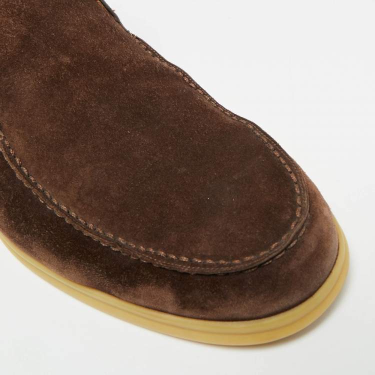 Pre Owned Loro Piana Open Walk Size 44 Dark Brown Suede Ankle Length Boots