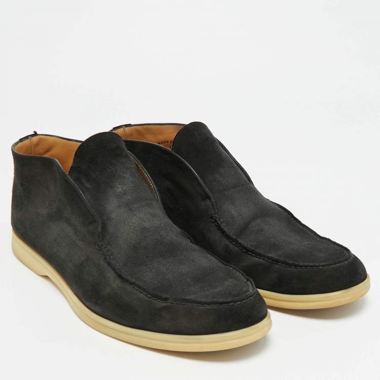 Pre Owned Loro Piana Open Walk Size 44 Black Suede Ankle Length Boots