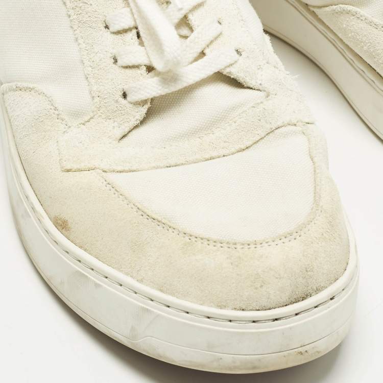 Pre Owned Loro Piana Newport Walk Size 42 Two Tone Canvas and Suede Lace Up Sneakers