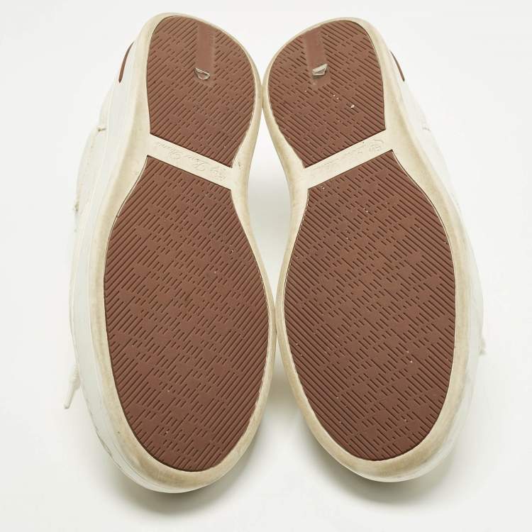 Pre Owned Loro Piana Newport Walk Size 42 Two Tone Canvas and Suede Lace Up Sneakers