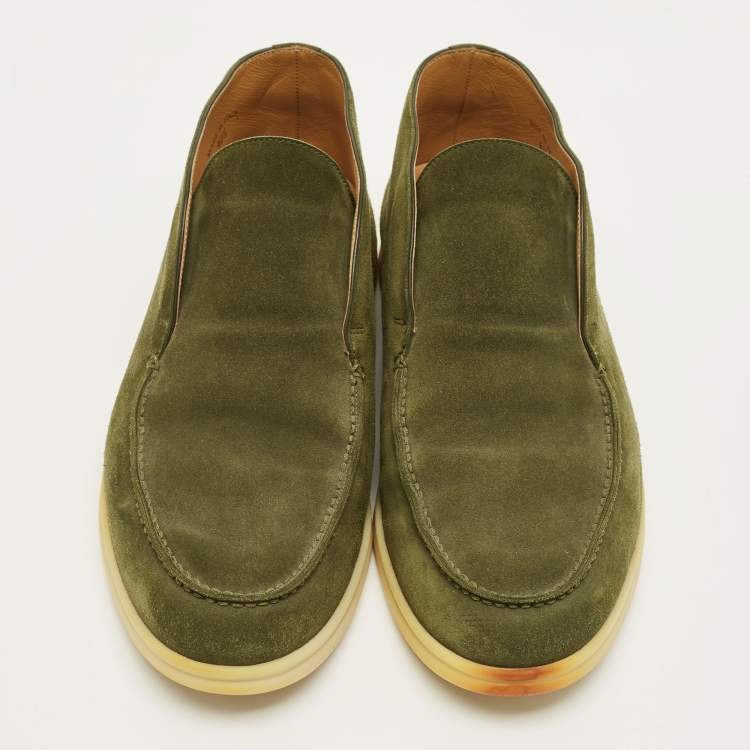 Pre Owned Loro Piana Open Walk Size 42.5 Green Suede Ankle Length Boots