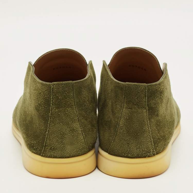 Pre Owned Loro Piana Open Walk Size 42.5 Green Suede Ankle Length Boots