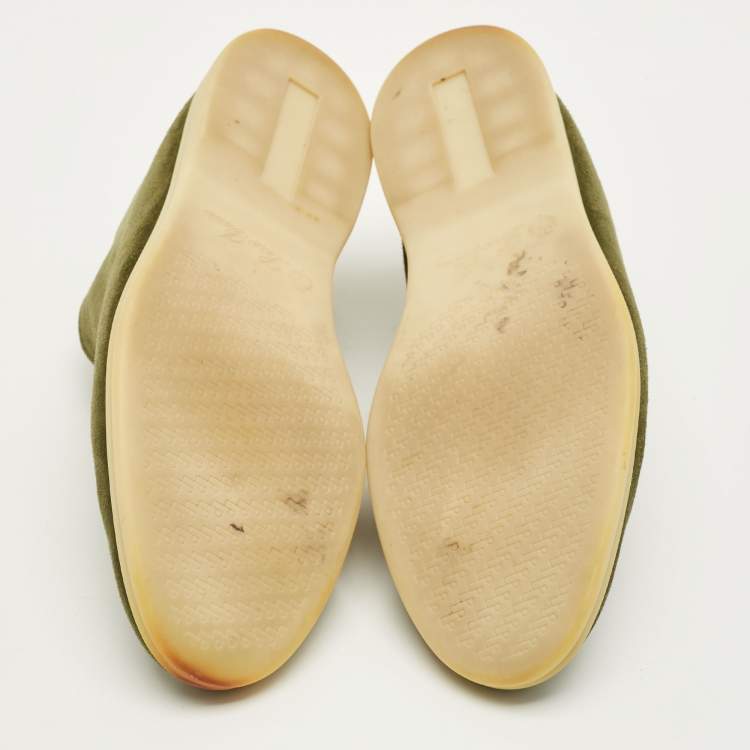 Pre Owned Loro Piana Open Walk Size 42.5 Green Suede Ankle Length Boots