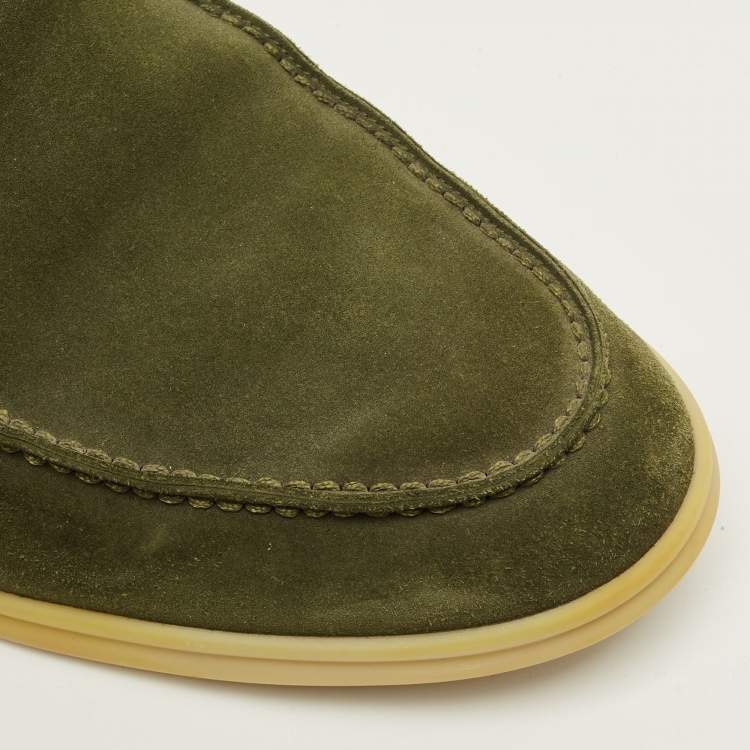 Pre Owned Loro Piana Open Walk Size 42.5 Green Suede Ankle Length Boots