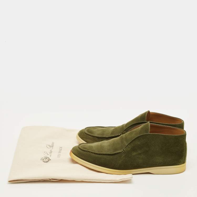 Pre Owned Loro Piana Open Walk Size 42.5 Green Suede Ankle Length Boots