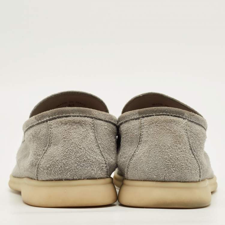 Pre Owned Loro Piana Open Walk Size 43 Grey Suede Loafers