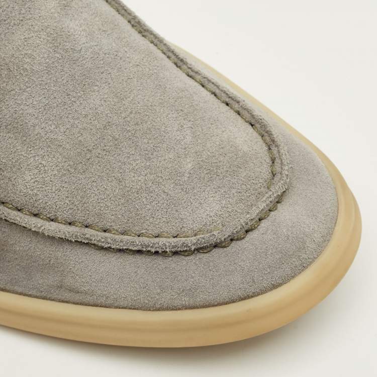 Pre Owned Loro Piana Open Walk Size 43 Grey Suede Loafers