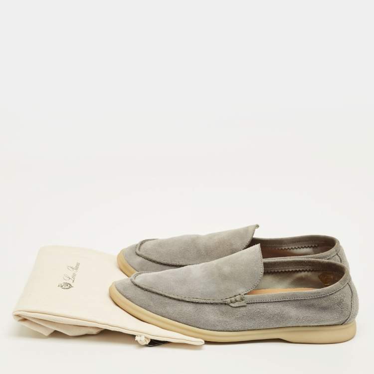 Pre Owned Loro Piana Open Walk Size 43 Grey Suede Loafers