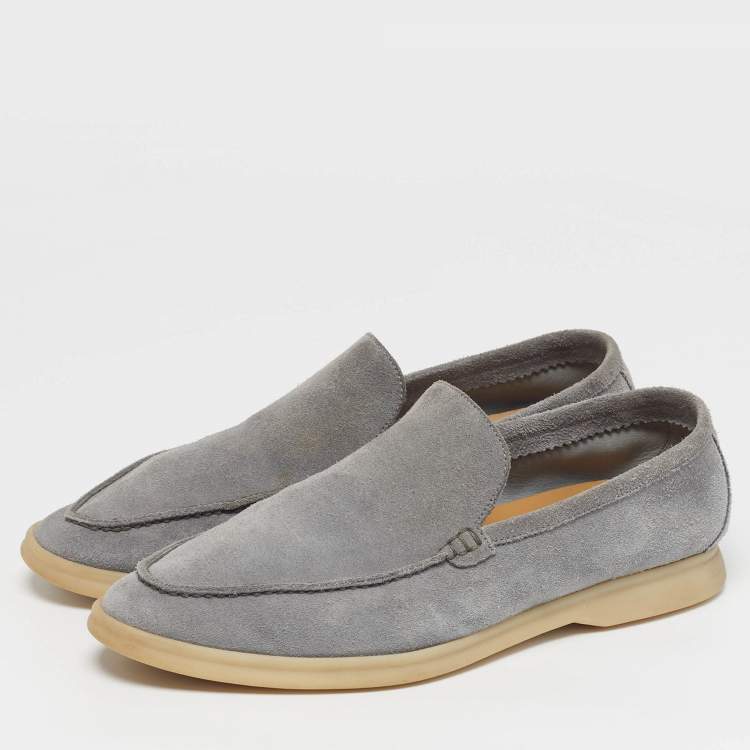 Pre Owned Loro Piana Summer Walk Size 41 Grey Suede Loafers