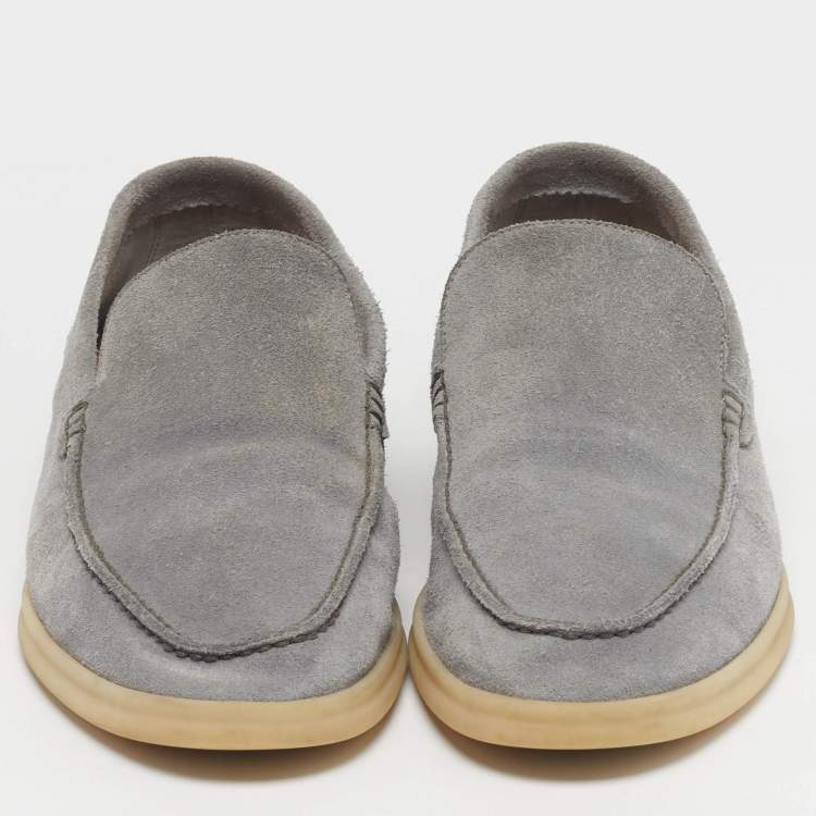 Pre Owned Loro Piana Summer Walk Size 41 Grey Suede Loafers