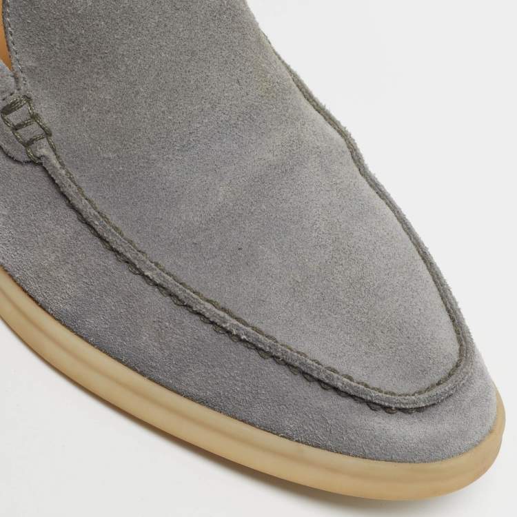 Pre Owned Loro Piana Summer Walk Size 41 Grey Suede Loafers