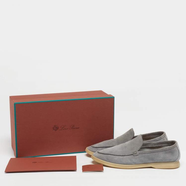 Pre Owned Loro Piana Summer Walk Size 41 Grey Suede Loafers