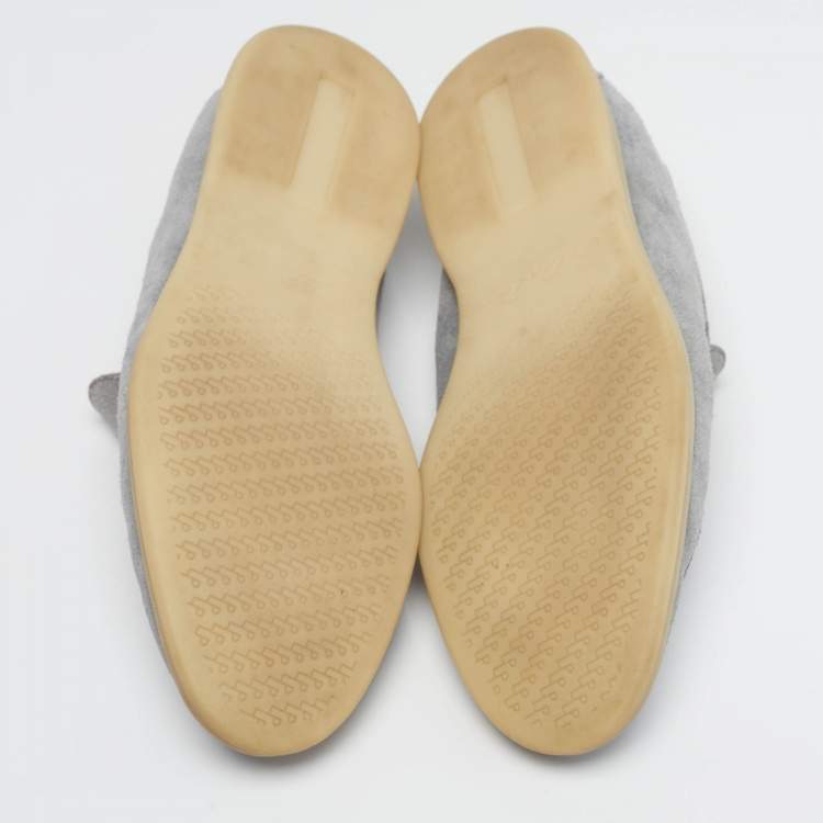 Pre Owned Loro Piana Summer Walk Size 41 Grey Suede Loafers