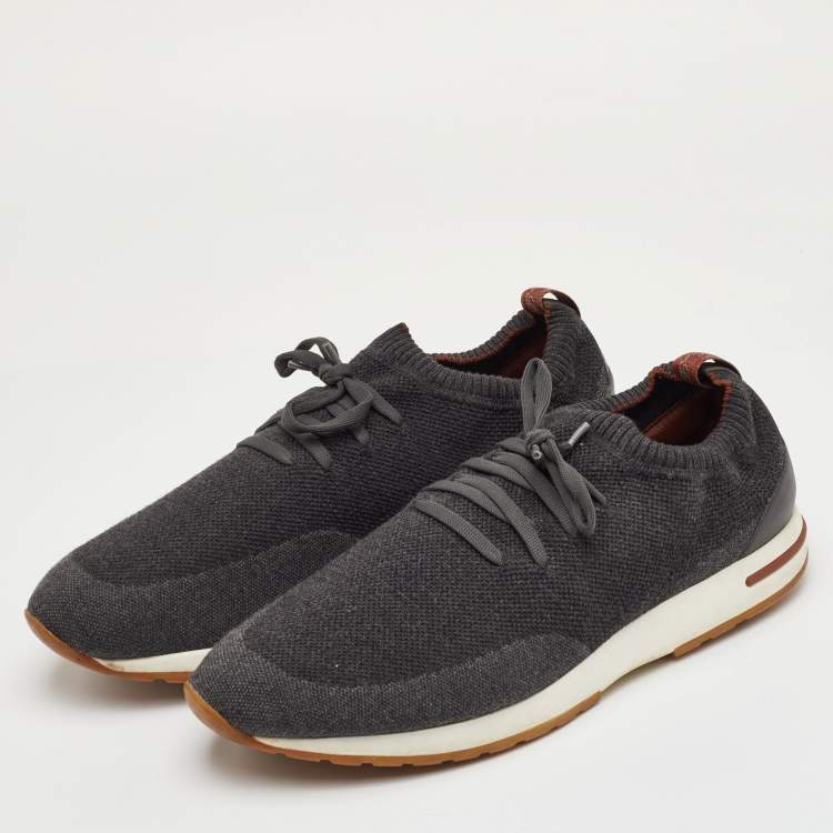 Pre Owned Loro Piana 360 LP Flexy Walk Size 46 Dark Grey Knit Fabric Low Top Sneakers