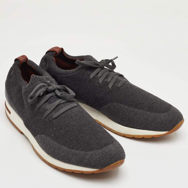 Pre Owned Loro Piana 360 LP Flexy Walk Size 46 Dark Grey Knit Fabric Low Top Sneakers