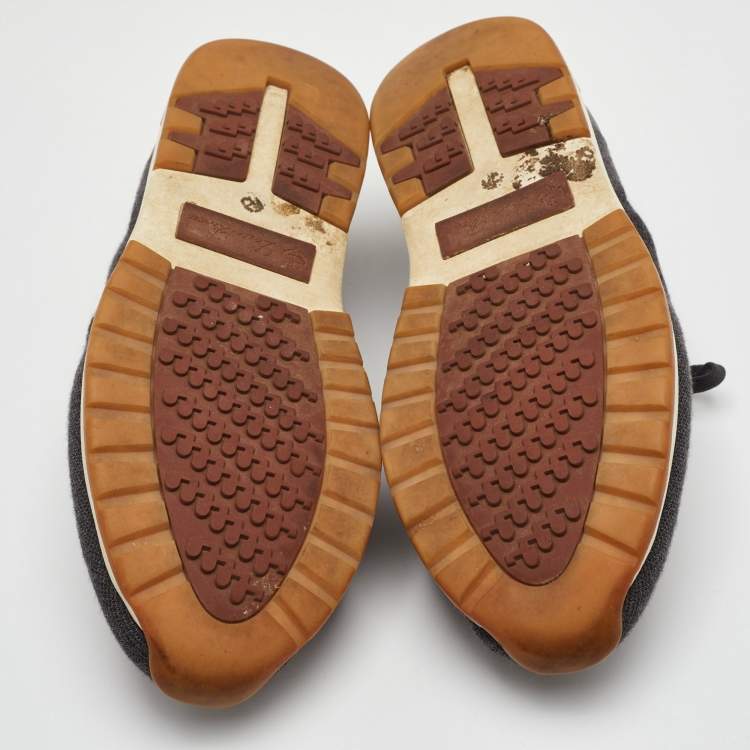 Pre Owned Loro Piana 360 LP Flexy Walk Size 46 Dark Grey Knit Fabric Low Top Sneakers