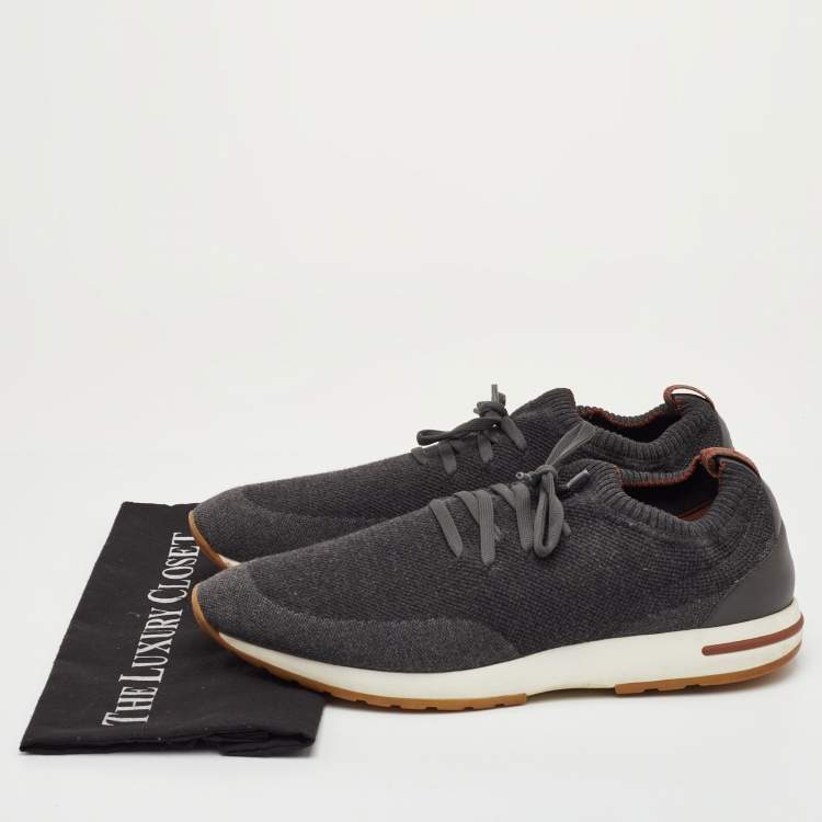 Pre Owned Loro Piana 360 LP Flexy Walk Size 46 Dark Grey Knit Fabric Low Top Sneakers