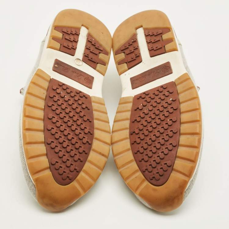 Pre Owned Loro Piana 360 LP Flexy Walk Size 40 Light Grey Knit Fabric Slip On Sneakers