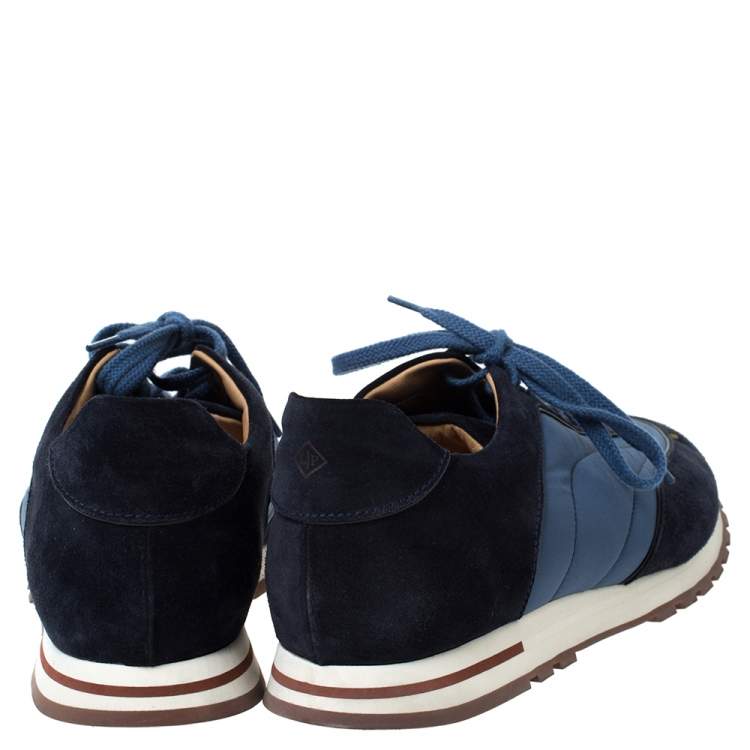 Pre Owned Loro Piana Blue Suede And Nylon Low Top Sneakers Size 44