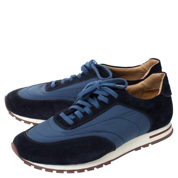 Pre Owned Loro Piana Blue Suede And Nylon Low Top Sneakers Size 44