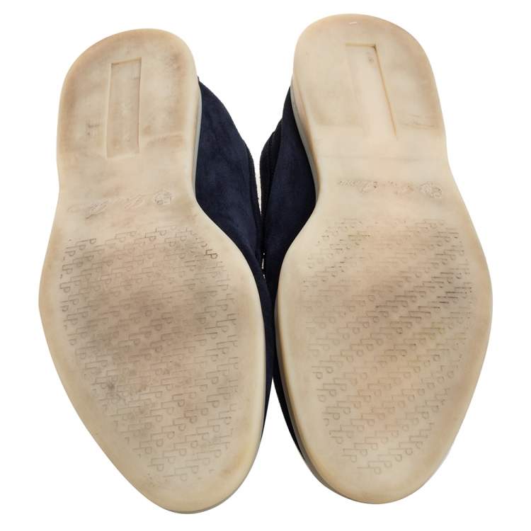 مملوكة مسبقًا Loro Piana Blue Suede Slip On Loafers Size 40