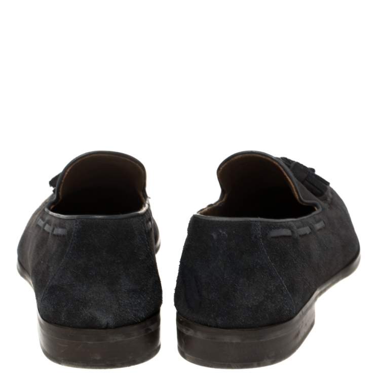 Pre Owned Loro Piana Navy Blue Suede Tassel Slip On Loafers Size 42.5